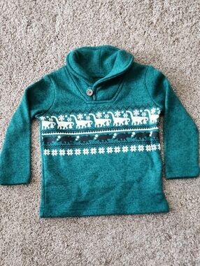jumping beans Greegln Shawl-Collar Dinosaur Fair Isle Sweater
